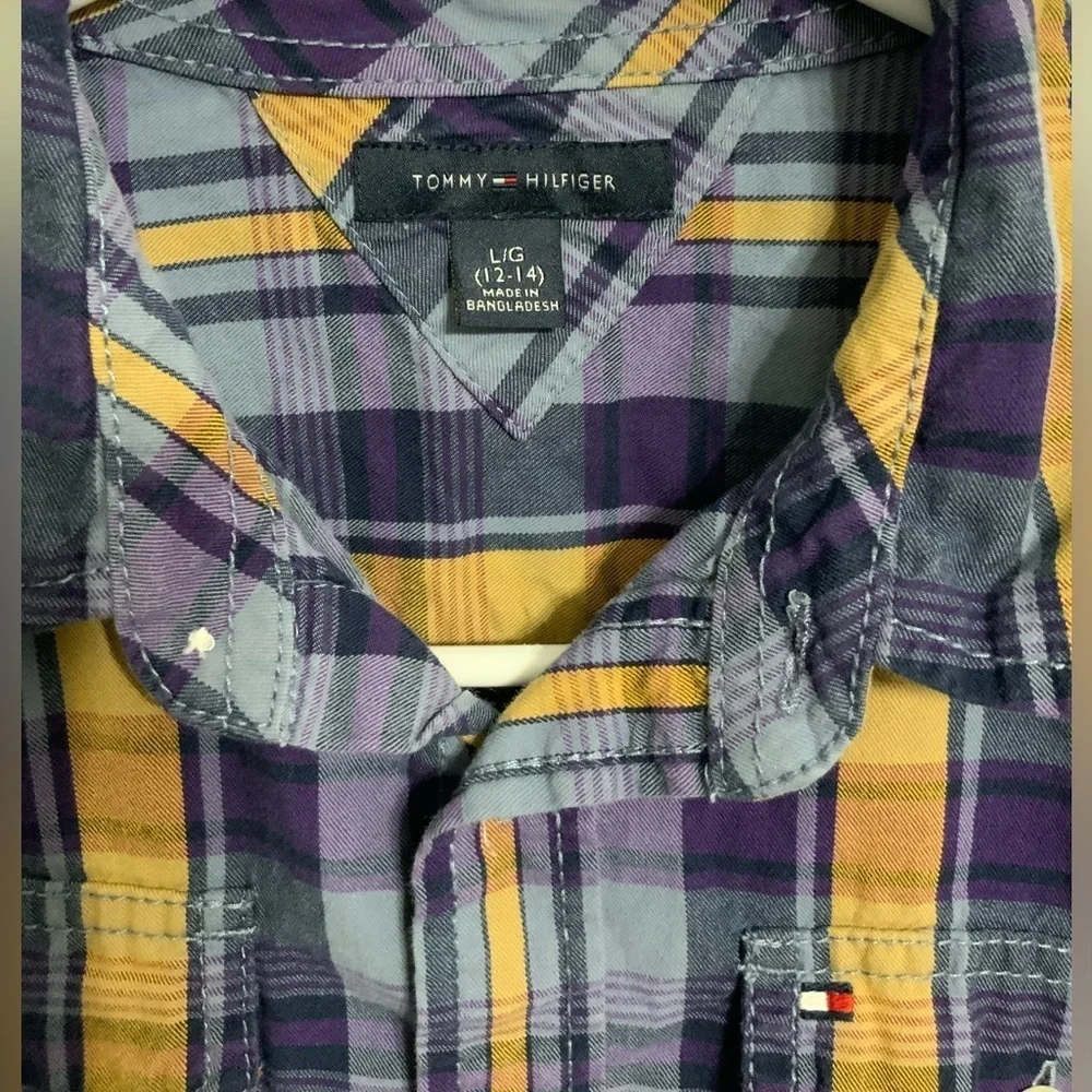 Tommy Hilfiger Long Sleeve Flannel Button Down Shirt Size 10/12 Large